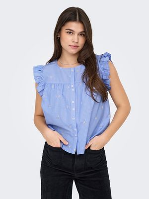 ONLAMANDA SL EMB TOP WVN Coronet Blue/WHITE
