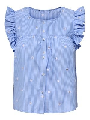ONLAMANDA SL EMB TOP WVN Coronet Blue/WHITE
