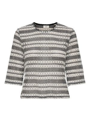 JDYELLY S/S STRIPE TOP JRS Cloud Dancer-BLACK