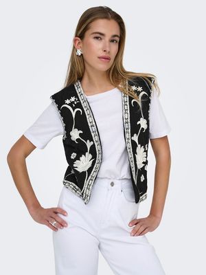 ONLTHYRA LIFE SL EMB VEST WVN CS Black/W CLOUD DANCER