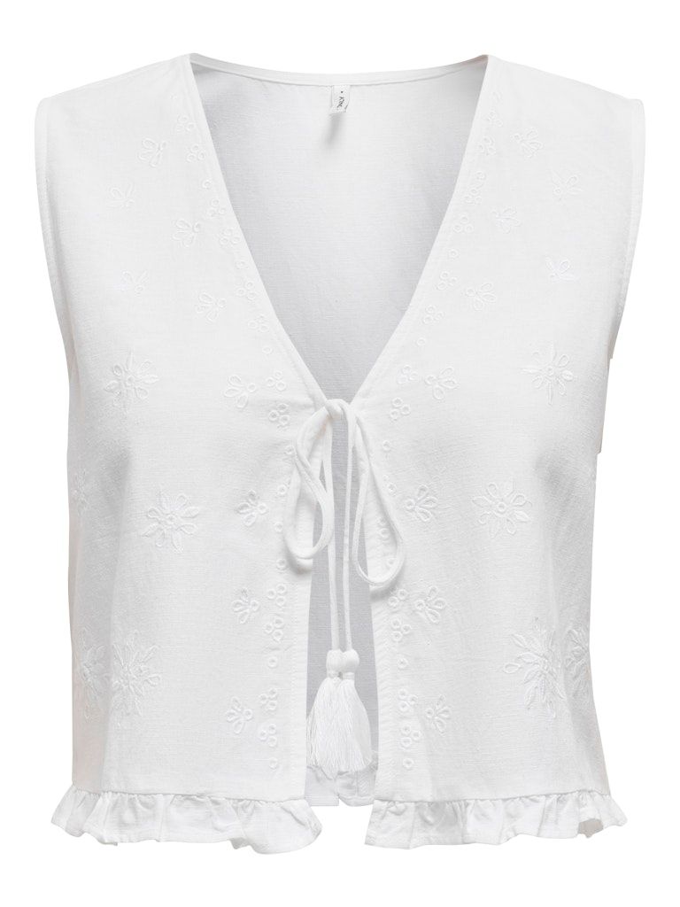 ONLJAKIRI LINEN S/L EMB VEST PTM Bright White