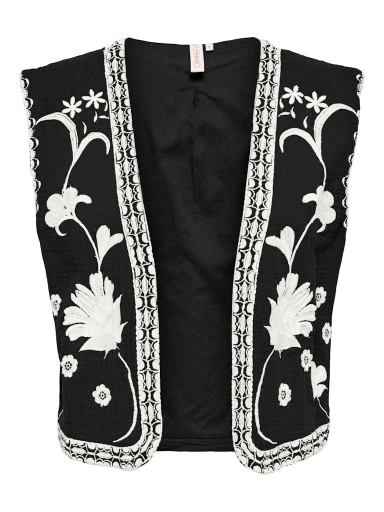 ONLTHYRA LIFE SL EMB VEST WVN CS Black/W CLOUD DANCER