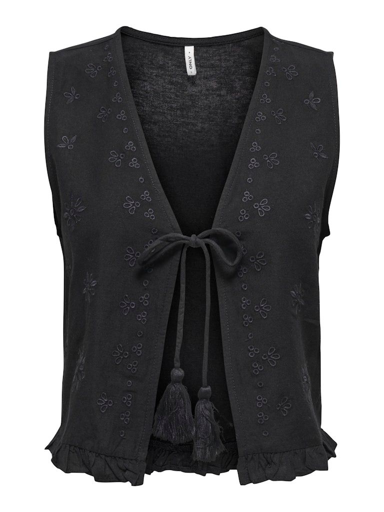 ONLJAKIRI LINEN S/L EMB VEST PTM Black
