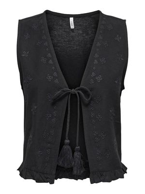 ONLJAKIRI LINEN S/L EMB VEST PTM Black