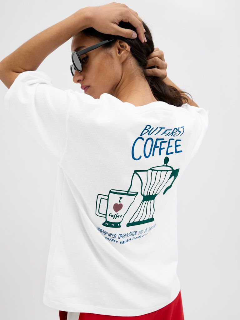JXNINA LOOSE SS TEE JRS Bright White-BUT FIRST COFFEE