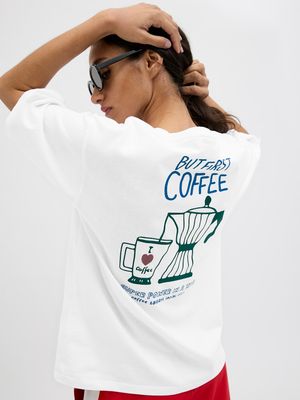 JXNINA LOOSE SS TEE JRS Bright White-BUT FIRST COFFEE