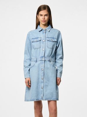 PCTASHA LS DENIM DRESS Light Blue Denim