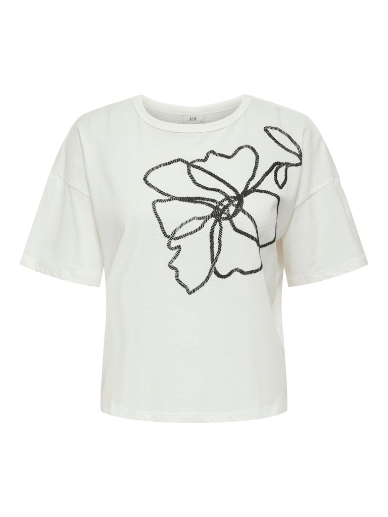 JDYSTAY S/S PRINT TOP JRS Cloud Dancer-FLOWER ATTACHMENT