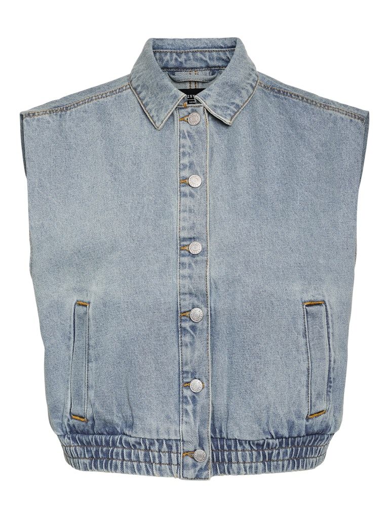 NMELSIE S/L BOMBER DENIM VEST VI583LB Light Blue Denim