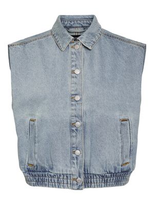 NMELSIE S/L BOMBER DENIM VEST VI583LB Light Blue Denim