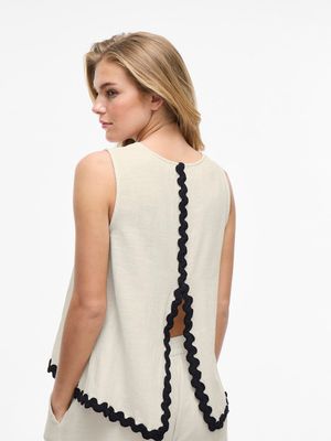 VIMANDA WAVY O-NECK S/L TOP Birch-Black Beauty