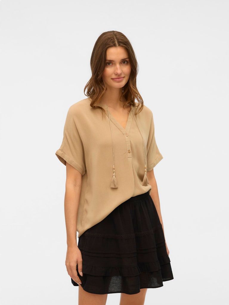 VMBENTE SS WIDE TOP WVN GA Silver Mink
