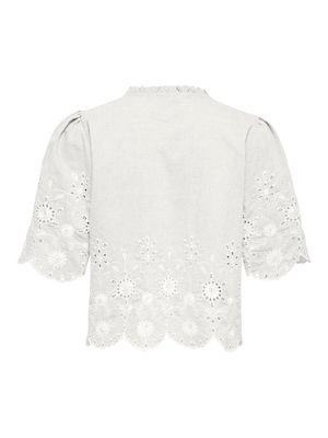ONLMIFFY S/S EMB TIE TOP OS WVN Cloud Dancer