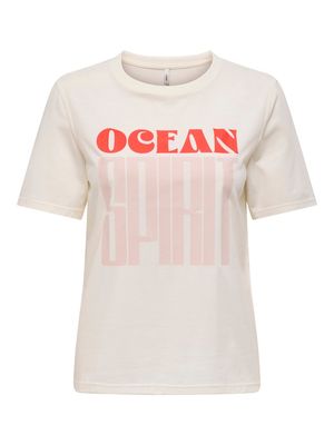 ONLABELONE S/S WORD TOP BOX JRS Cloud Dancer-Spirit