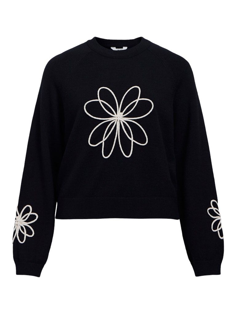 OBJLANEY RUBIN LS PULLOVER NOOS Black/Sandshell big flower