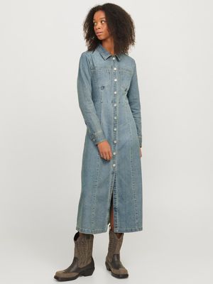 JXASTRA LONG WAIST DENIM DRESS DNM Medium Blue Denim