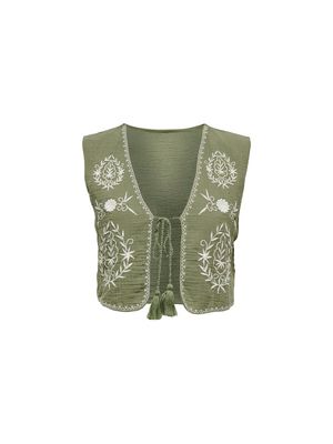 ONLTHYRA SL EMB VEST WVN Kalamata-CLOUD DANCER EMB