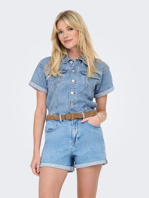 ONLCASTEL S/S DNM PLAYSUIT AZG Light Blue Denim