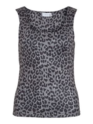 VIKENZA AOP U-NECK S/L TANK TOP REV-NOOS Poppy Seed/LEOPARD
