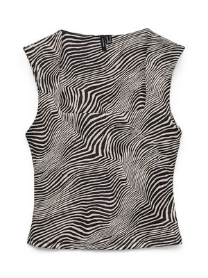 VMMILLION SL SQUARE NECK TOP JRS NOOS Oatmeal/TILLA ZEBRA