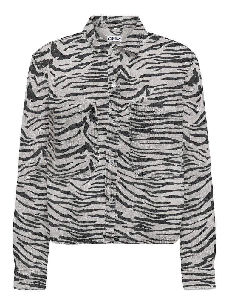 ONLCASSIE LS ZEBRA SHIRT DNM SIK Light Grey Denim/ZEB