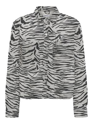 ONLCASSIE LS ZEBRA SHIRT DNM SIK Light Grey Denim/ZEB