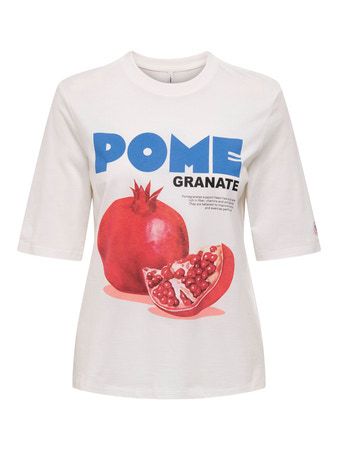 ONLPHOEBE S/S FRESH TOP BOX JRS Cloud Dancer-Pomegranate