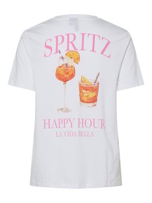 PCTALIA SS PRINTED T-SHIRT JRS BC Bright White-SPRITZ