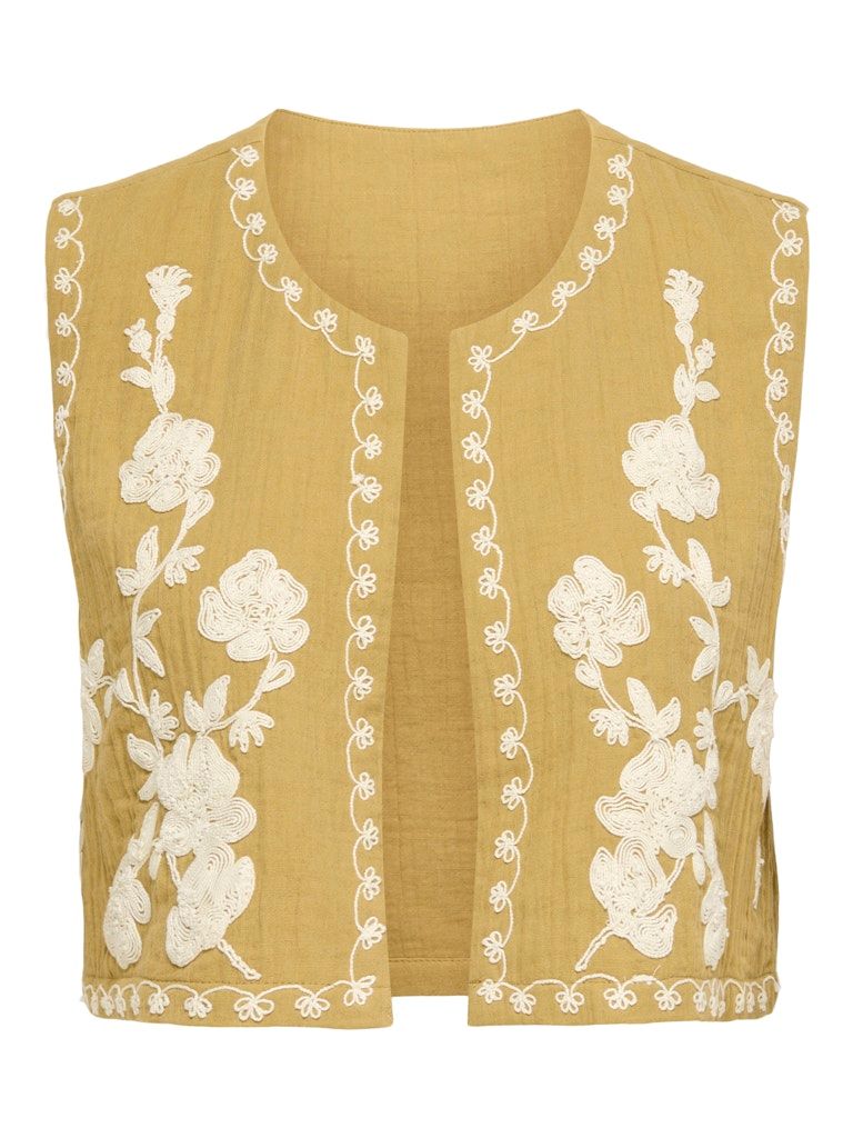 JDYMARLEY S/L EMBROIDERY VEST WVN EXP Wood Thrush