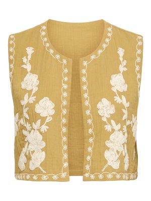 JDYMARLEY S/L EMBROIDERY VEST WVN EXP Wood Thrush