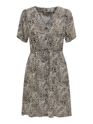 ONLEVIDA S/S SHORT DRESS WVN NOOS Pumice Stone/ALMA HEART LEO