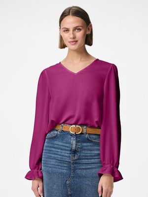 PCTIFFANY LS V-NECK TOP WVN NOOS BC Festival Fuchsia
