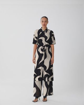 VIZEYA ZERA 2/4 MIDI SHIRT DRESS/DFS Black Beauty-ZERA BIRCH