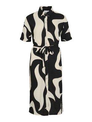 VIZEYA ZERA 2/4 MIDI SHIRT DRESS/DFS Black Beauty-ZERA BIRCH