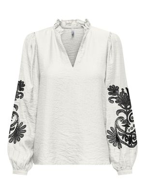 ONLNEW MALOU L/S TOP PTM Cloud Dancer-Black emb
