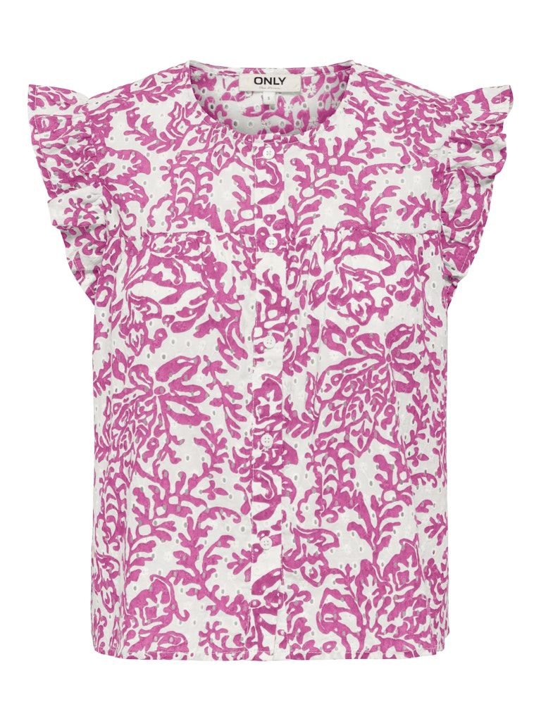 ONLAMANDA CHANEE CAP EMB TOP WVN Cloud Dancer-W SPRING CROCUS