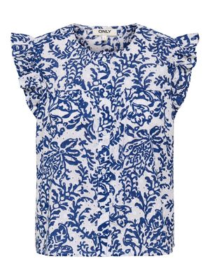 ONLAMANDA CHANEE CAP EMB TOP WVN Cloud Dancer-W ESTATE BLUE