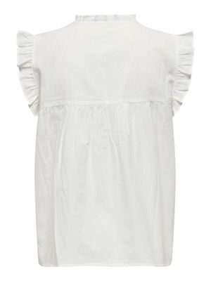 PGLESSY S/L EMB TOP WVN Cloud Dancer-CASHMERE BLUE EMB