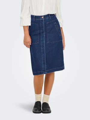 JDYOLIVIA HW SKIRT DB DNM NOOS Dark Blue Denim