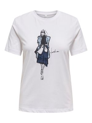 ONLEMMA LIFE REG S/S LADY TOP JRS Bright White/Fashion