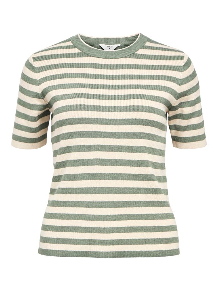 OBJESTER S/S NEW KNIT PULLOVER NOOS Laurel Wreath/Sandsh