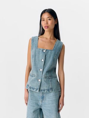 OBJJEN SCULPTURE WAISTCOAT E HS 25 Medium Blue Denim