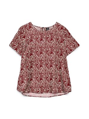 VMVINA SS O-NECK TOP WVN GA Birch-Syrah graphic
