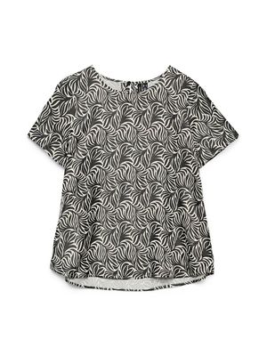 VMVINA SS O-NECK TOP WVN GA Birch-Black graphic