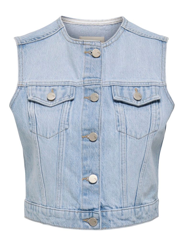 ONLFELIZ DNM WAISTCOAT ROUND COLLAR TAI Light Blue Denim