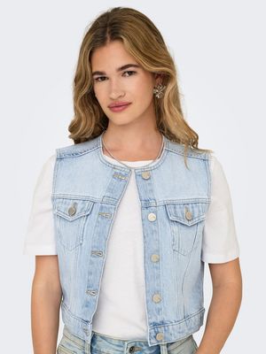 ONLFELIZ DNM WAISTCOAT ROUND COLLAR TAI Light Blue Denim