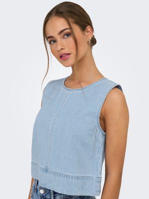 JDYSABRINA ROUNDNECK S/L TOP DNM Light Blue Denim