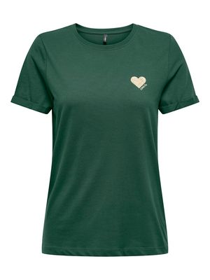 ONLKITA LIFE S/S TOP NOOS Pineneedle-Gold glitter heart