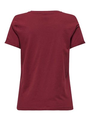 ONLKITA LIFE S/S TOP NOOS Cabernet-GOLD GLITTER HEART