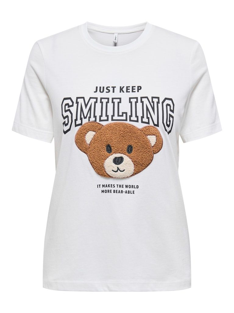 ONLTERESA LIFE REG S/S TEDDY TOP CS JRS Cloud Dancer-Smiling